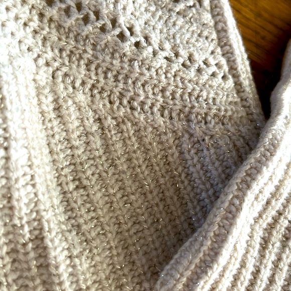 Lucky Brand gold flecked double layer statement sweater in a soft cream - Picture 8 of 10